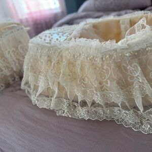 Elegant Cream Lace Baby Bassinet